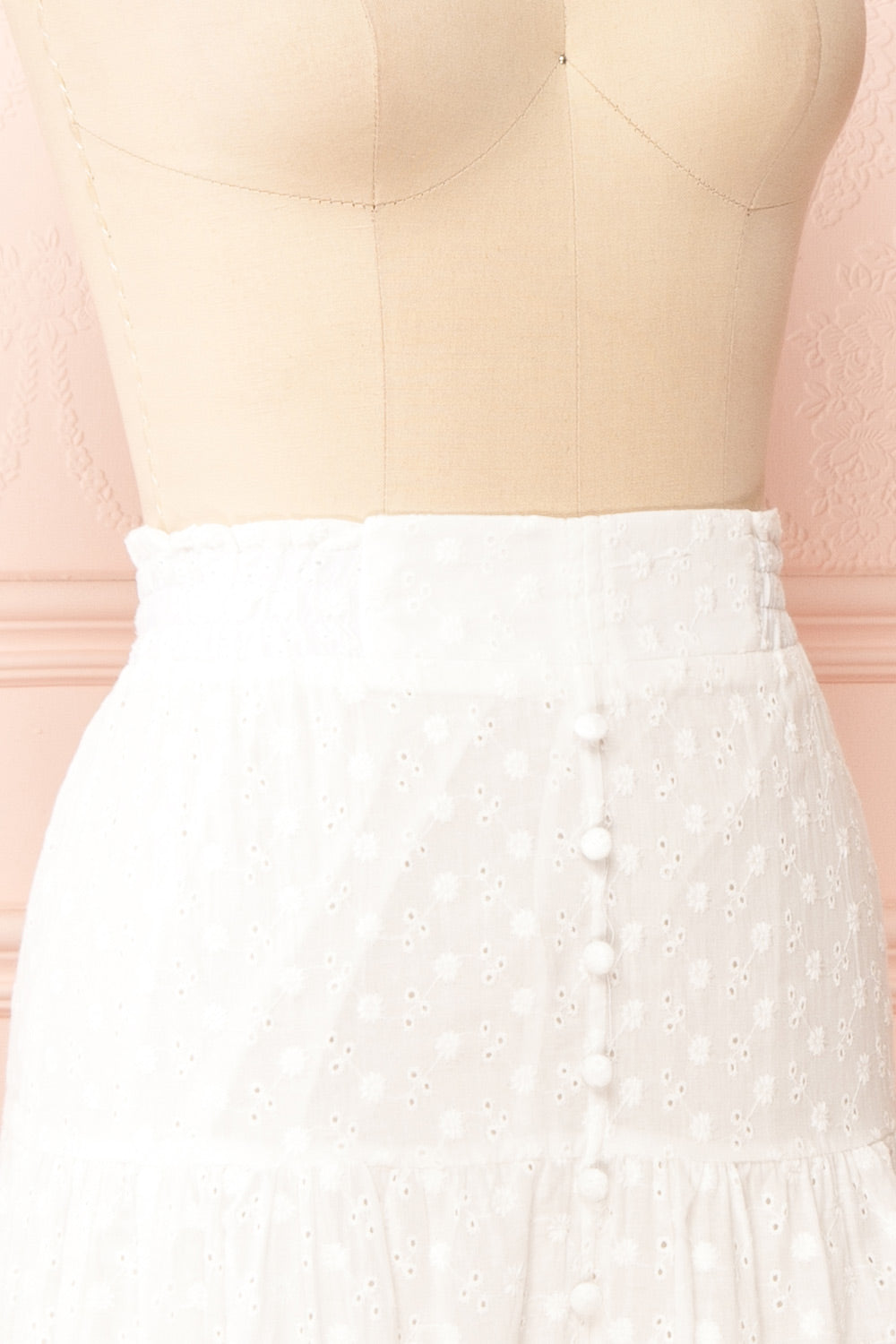 Teresinha | White Embroidered Midi Skirt
