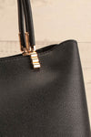 Tress Black Faux-Leather Crossbody Handbag | La petite garçonne front close-up