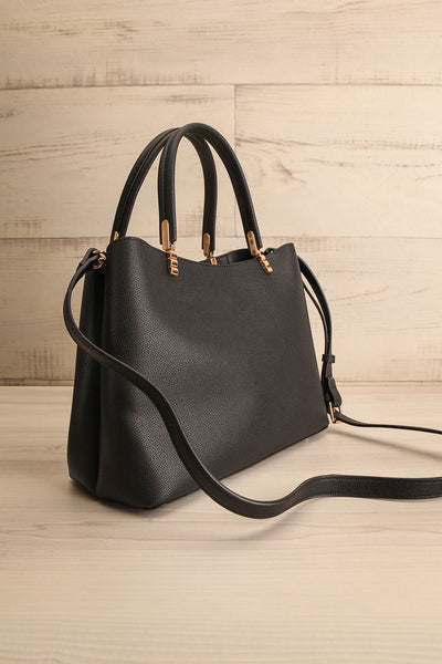 Tress Black Faux-Leather Crossbody Handbag | La petite garçonne side view