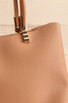 Tress Beige Faux-Leather Crossbody Handbag | La petite garçonne front close-up