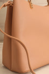 Tress Beige Faux-Leather Crossbody Handbag | La petite garçonne side close-up