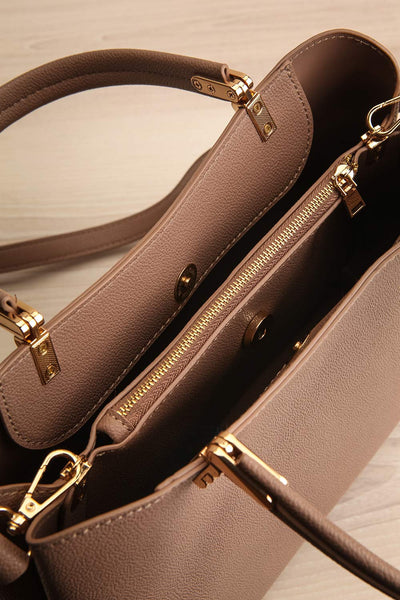 Tress Taupe Faux-Leather Crossbody Handbag | La petite garçonne inside view