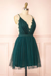 Tessa Emerald Short Tulle Dress w/ Plunging Neckline | Boutique 1861 side view