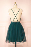 Tessa Emerald Short Tulle Dress w/ Plunging Neckline | Boutique 1861 back view