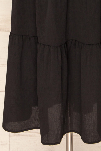 Tessara Tiered Black Midi Dress w/ Front Cut-Out | La petite garçonne bottom