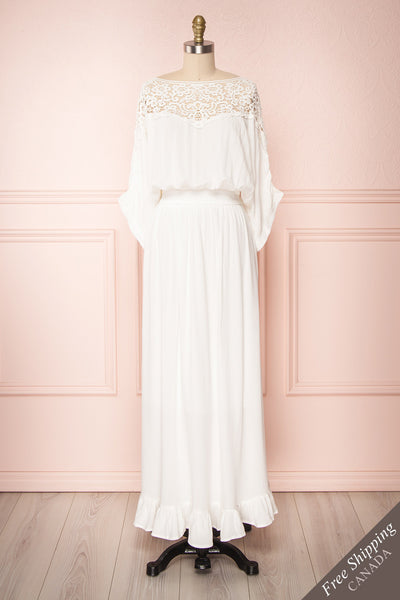 Thailla White Maxi A-Line Dress with Lace | Boutique 1861