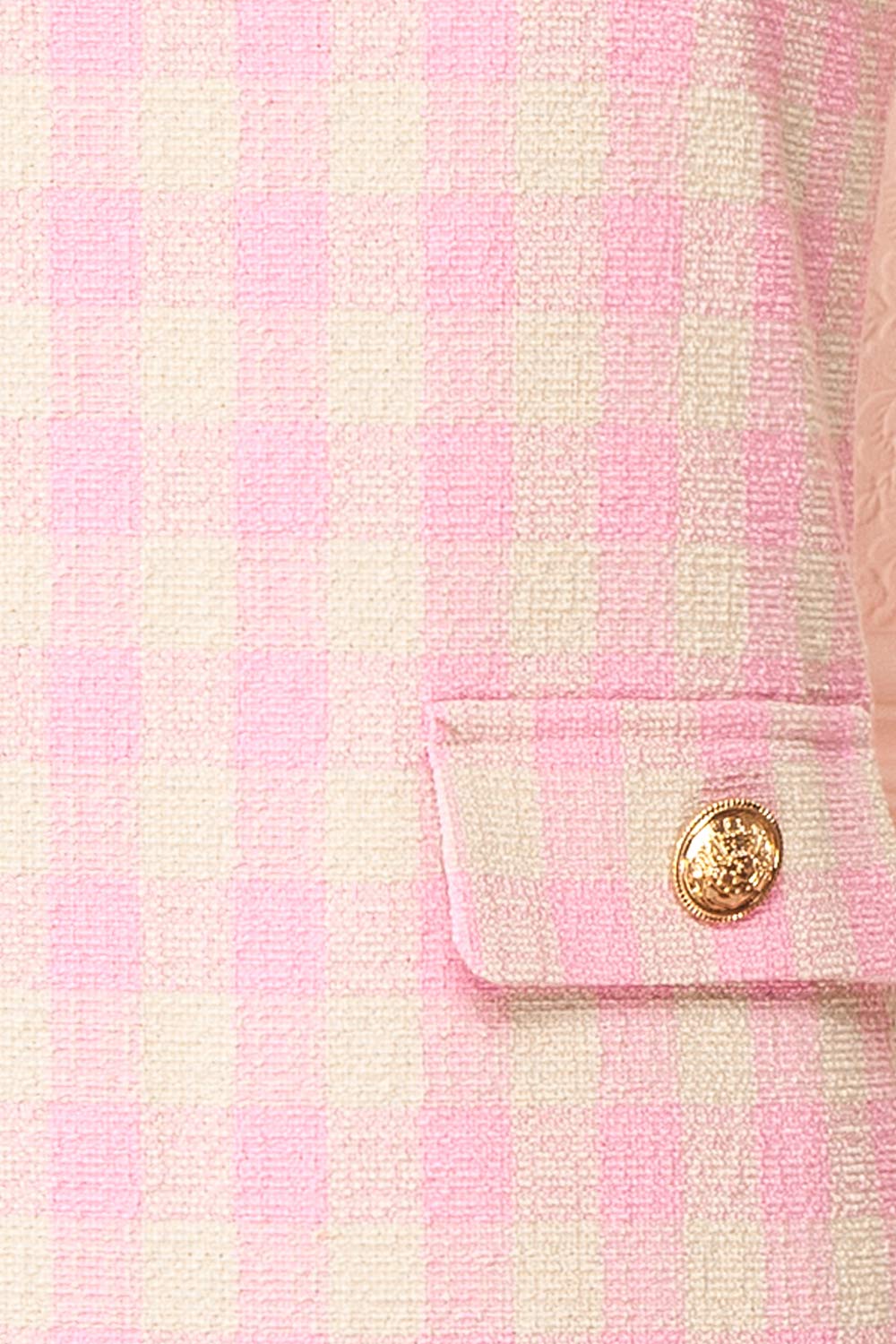 Thais Short Pink Tweed Dress | Boutique 1861  fabric