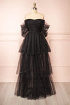 Thecia Black Tulle Tiered Maxi Dress | Boutique 1861 front view