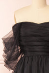 Thecia Black Tulle Tiered Maxi Dress | Boutique 1861 front close-up