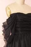 Thecia Black Tulle Tiered Maxi Dress | Boutique 1861 side close-up