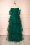 Thecia Green Tulle Tiered Maxi Dress | Boutique 1861 front view