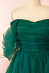 Thecia Green Tulle Tiered Maxi Dress | Boutique 1861 front close-up