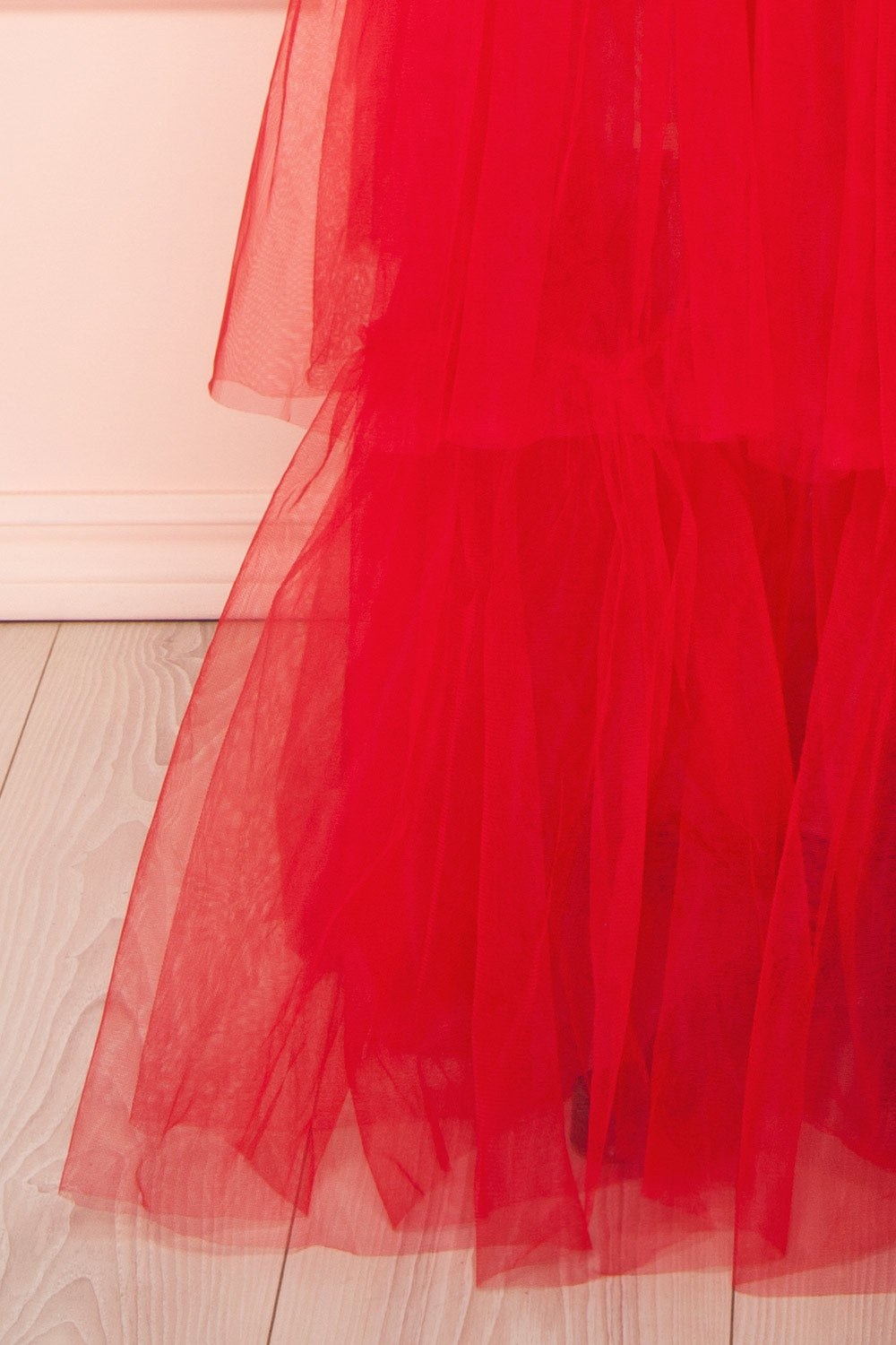 Thecia Red Tulle Tiered Maxi Dress | Boutique 1861 bottom 