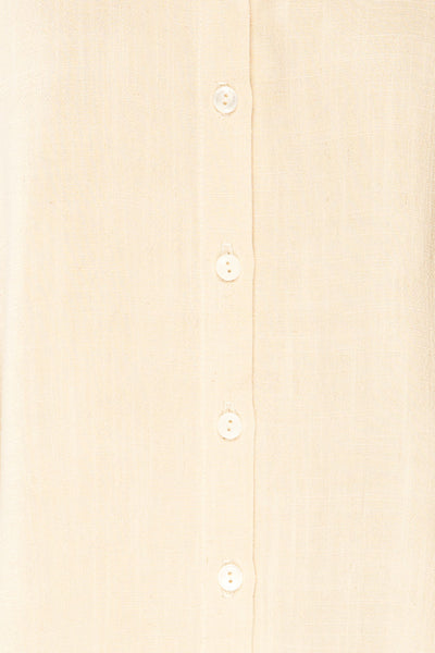 Thelma Beige Short Sleeves Button Up Shirt | La petite garçonne fabric
