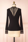 Thyra Black Long Sleeve Mock Top w/ Lace Details | Boutique 1861 back view