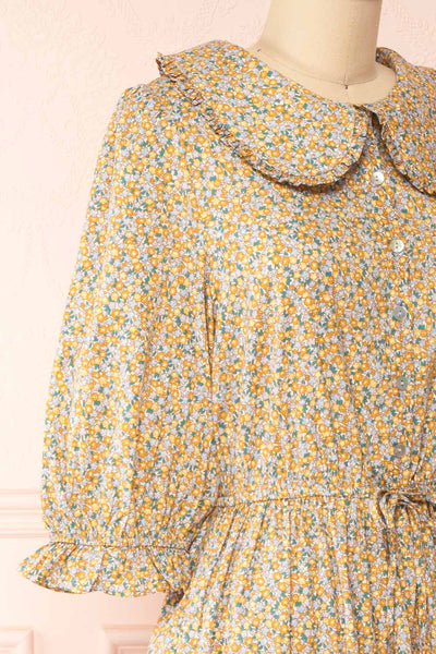 Tierney Ditzy Floral Midi Dress w/ Peter Pan Collar | Boutique 1861 side close-up