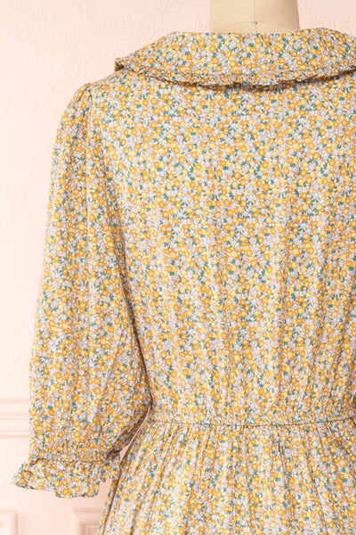 Tierney Ditzy Floral Midi Dress w/ Peter Pan Collar | Boutique 1861 back close-up