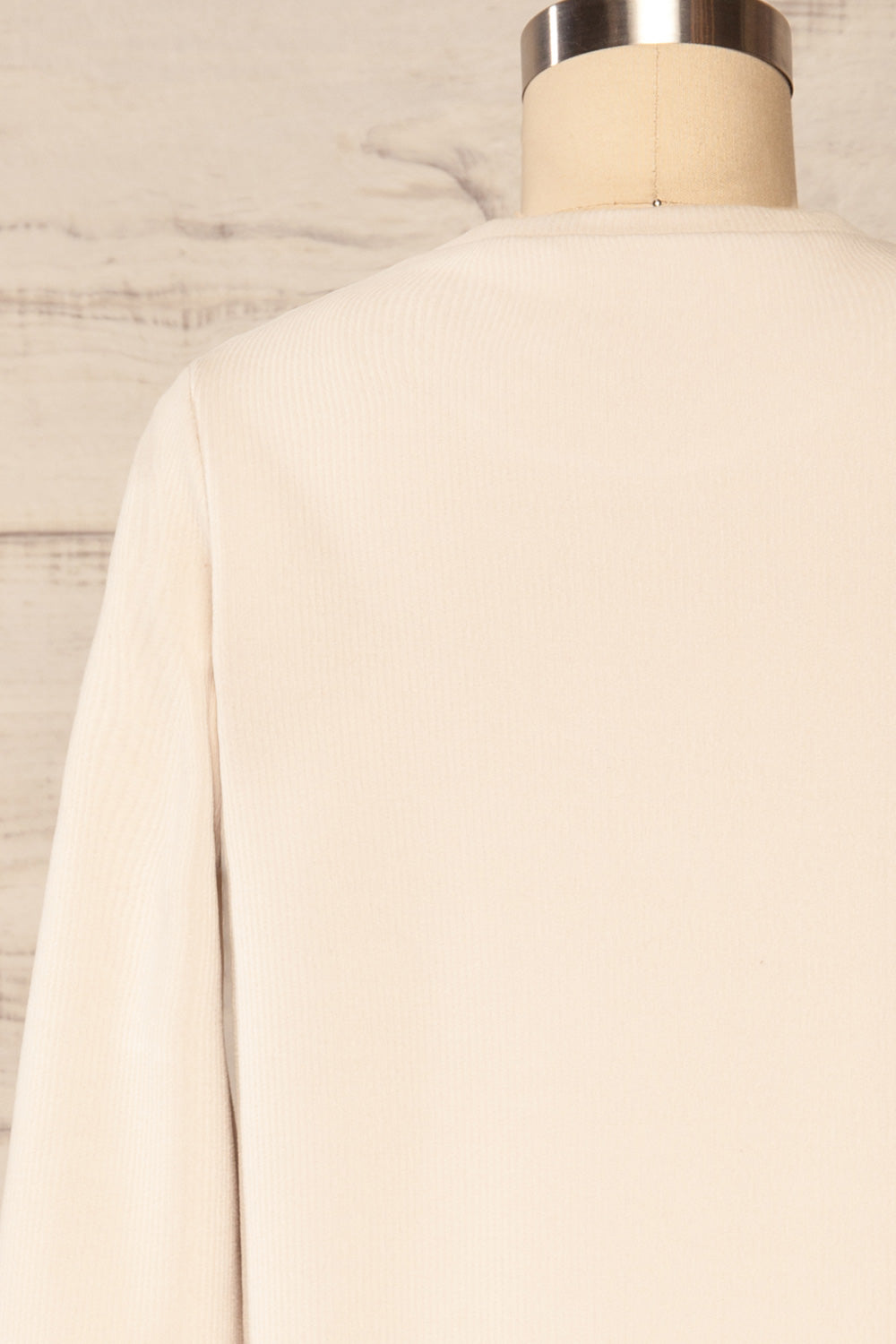 Tilburg Beige Short Ribbed Dress w/ Long Sleeves | La petite garçonne back close up