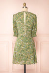 Tilda Green Floral Short Sleeve Short Dress | Boutique 1861 back view