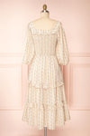 Tine | Beige Floral Midi Dress w/ 3/4 Sleeves | Boutique 1861 back view