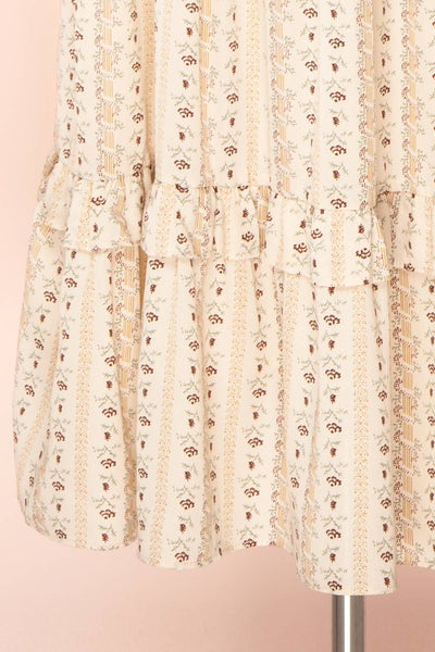 Tine | Beige Floral Midi Dress w/ 3/4 Sleeves | Boutique 1861 bottom