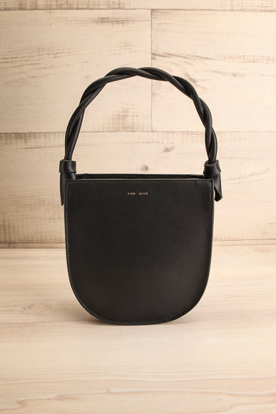 Tinsley Black Braided Handle Handbag | La petite garçonne front view