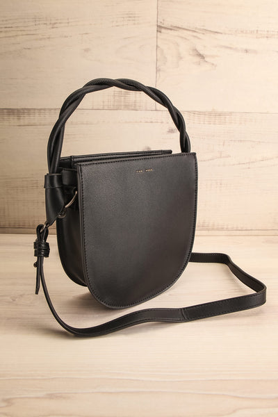 Tinsley Black Braided Handle Handbag | La petite garçonne side view