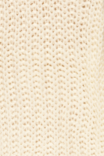 Tioumen Ivory Chunky Knit Button-Up Cardigan fabric close up | La Petite Garçonne