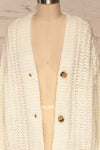Tioumen Ivory Chunky Knit Button-Up Cardigan front close up open | La Petite Garçonne