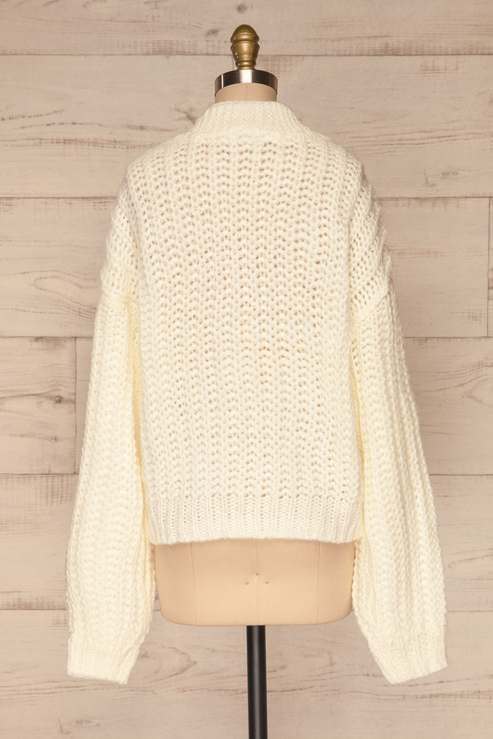 Tioumen Ivory Chunky Knit Button-Up Cardigan back view | La Petite Garçonne