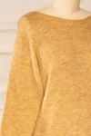 Titai Camel 3/4 Puffy Sleeve Short Sweater Dress | La petite garçonne side close-up