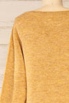Titai Camel 3/4 Puffy Sleeve Short Sweater Dress | La petite garçonne back close-up