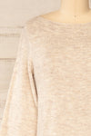 Titai Sand | 3/4 Puff Sleeve Short Sweater Dress | La petite garçonne front close-up