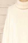 Titania Cream Fuzzy Turtleneck Sweater | La petite garçonne front close-up