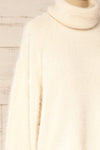 Titania Cream Fuzzy Turtleneck Sweater | La petite garçonne side close-up