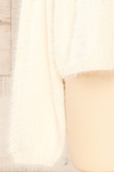 Titania Cream Fuzzy Turtleneck Sweater | La petite garçonne sleeve