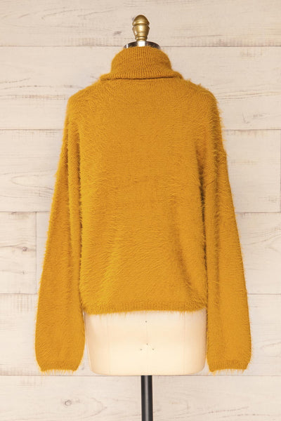 Titania Mustard Fuzzy Turtleneck Sweater | La petite garçonne back view
