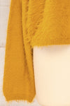 Titania Mustard Fuzzy Turtleneck Sweater | La petite garçonne sleeve