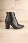 Tobi Black Crocodile Skin Heeled Ankle Boots side view | La Petite Garçonne