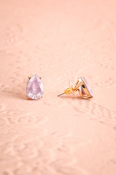 Tokai Lilas Lilac Crystal Teardrop Stud Earrings | Boudoir 1861