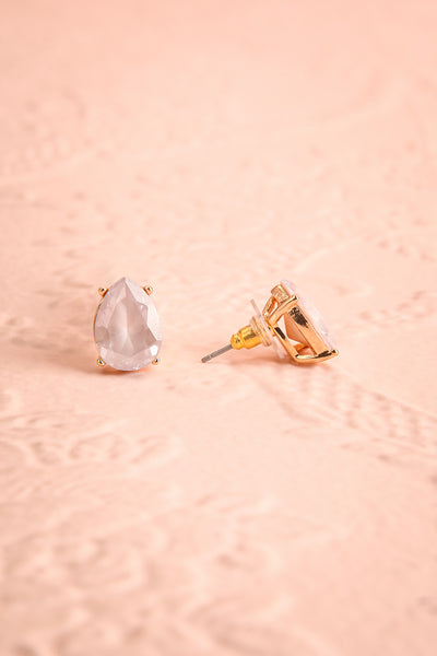 Tokai Nuage White Crystal Teardrop Stud Earrings | Boudoir 1861