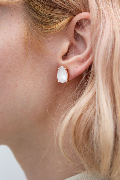 Tokai Lilas Lilac Crystal Teardrop Stud Earrings | Boudoir 1861 model