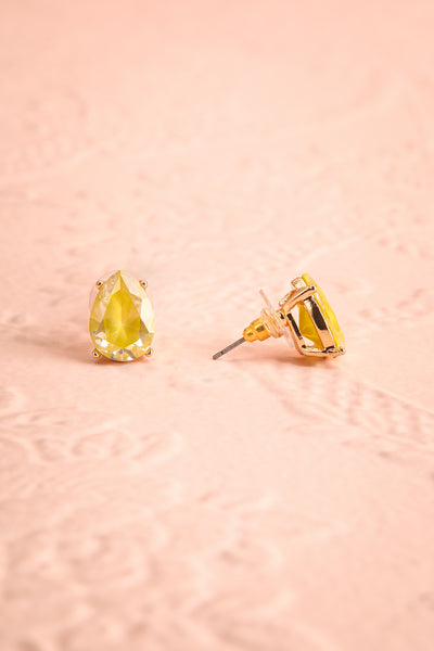 Tokai Soleil Yellow Crystal Teardrop Stud Earrings | Boudoir 1861