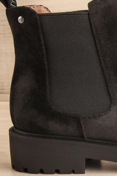 Tokio Black Vegan Suede Chelsea Boots side close-up | La Petite Garçonne