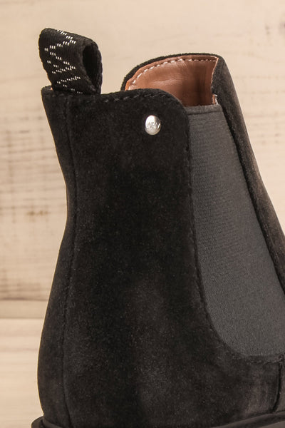 Tokio Black Vegan Suede Chelsea Boots close-up | La Petite Garçonne