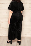 Tonnara Black Velvet Jumpsuit w/ Short Sleeves | La petite garçonne model back