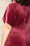 Tonnara Mauve Velvet Jumpsuit w/ Short Sleeves | La petite garçonne model back close up