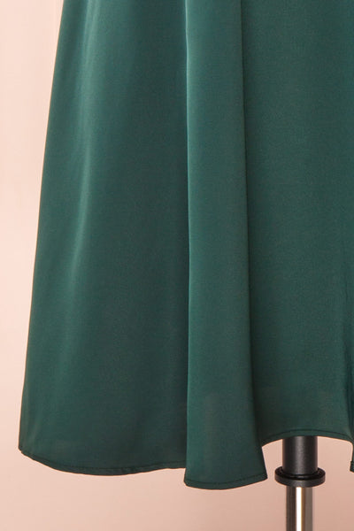 Tordis Green Satin Midi Dress w/ Bell Sleeves | Boutique 1861  bottom