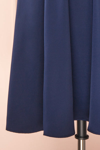 Tordis Navy Satin Midi Dress w/ Bell Sleeves | Boutique 1861 bottom
