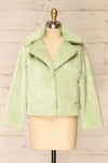 Torrent Green Soft Fuzzy Coat | La petite garçonne front view